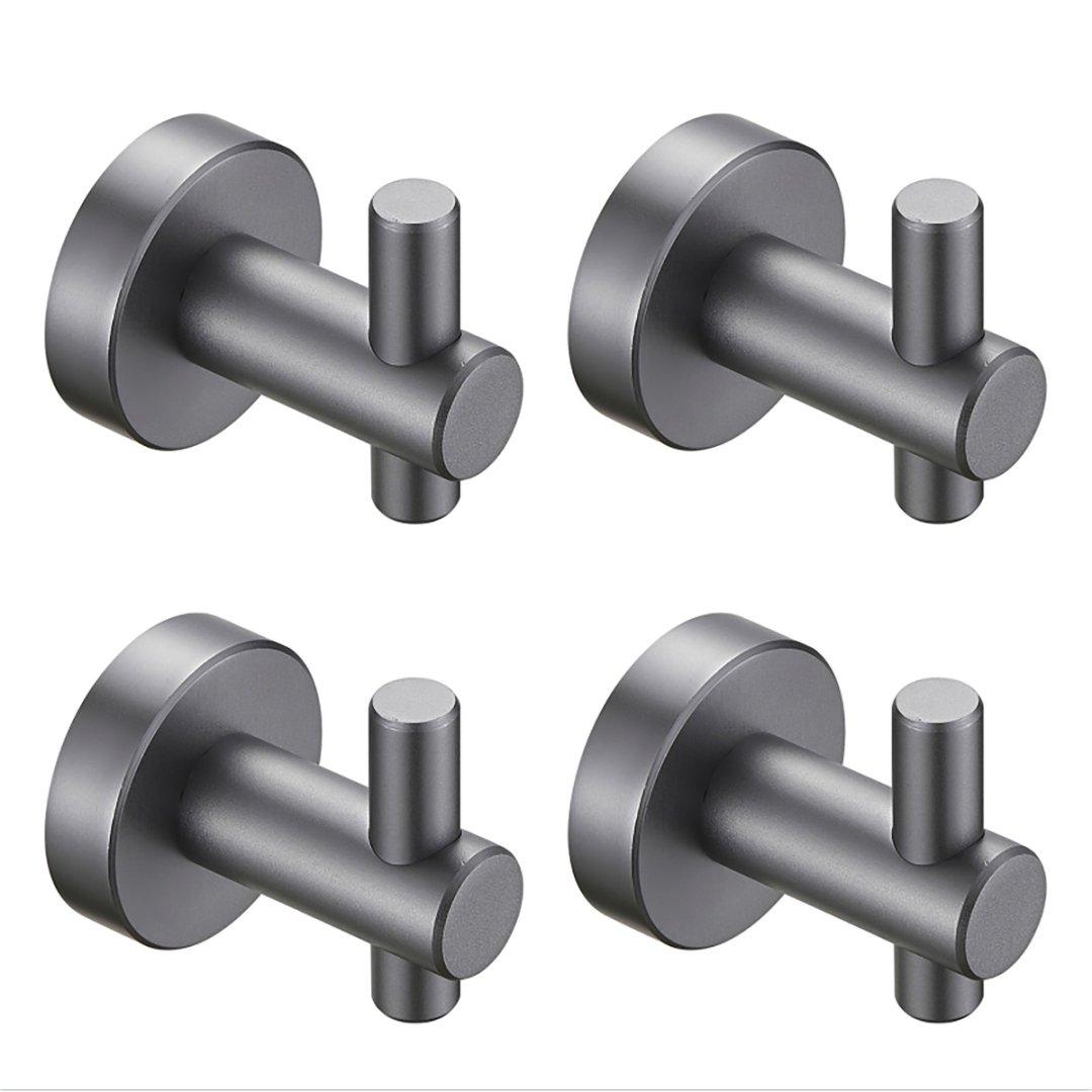 Round Base Wall Hanging Hook With Screws- Gun Grey Hook, 4 Pack, For Entry Shoe Cabinet, Wardrobe Bathroom Bedroom Furniture Hardware
