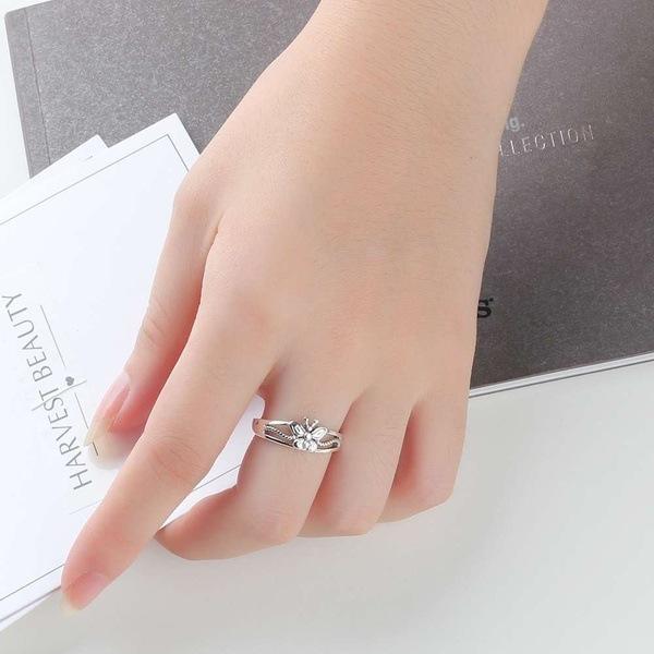 S925 Thai Silver Butterfly Ring With Oil Drops