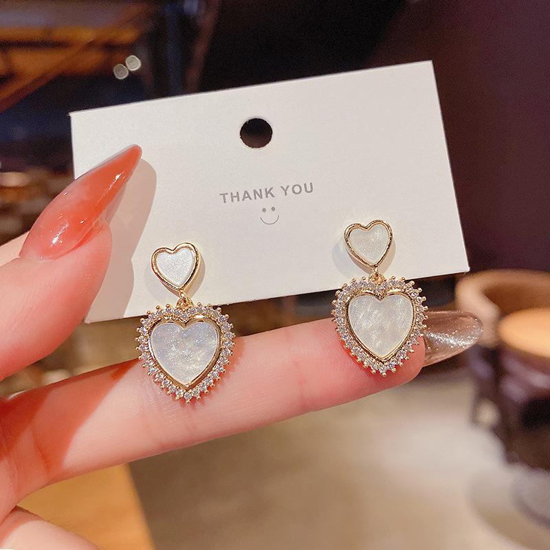 Women's Micro-set Zircon Heart Earrings