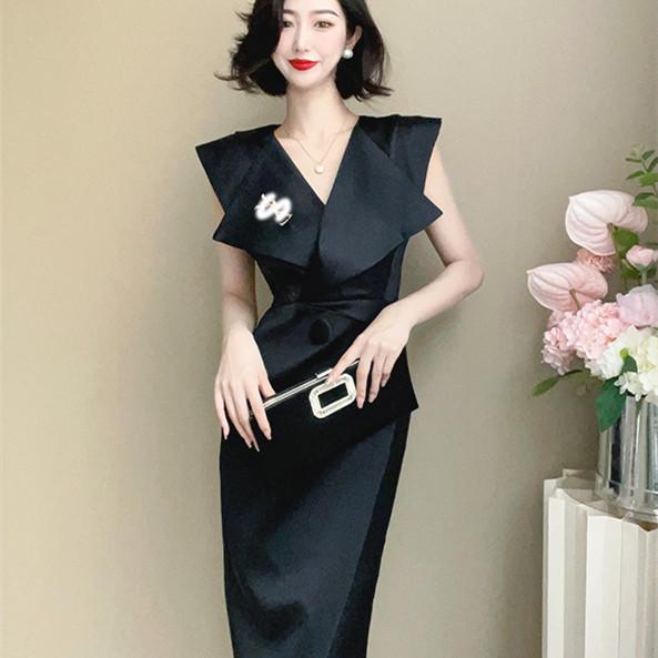 Women's Summer French Slim Fit V-Neck Dress