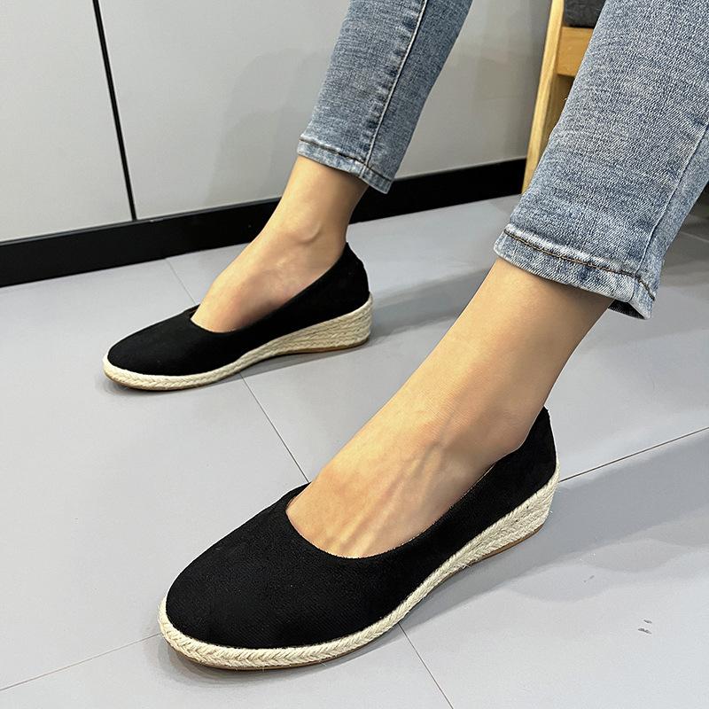 Spring New Wedge Round Toe Hemp Rope Pumps Women