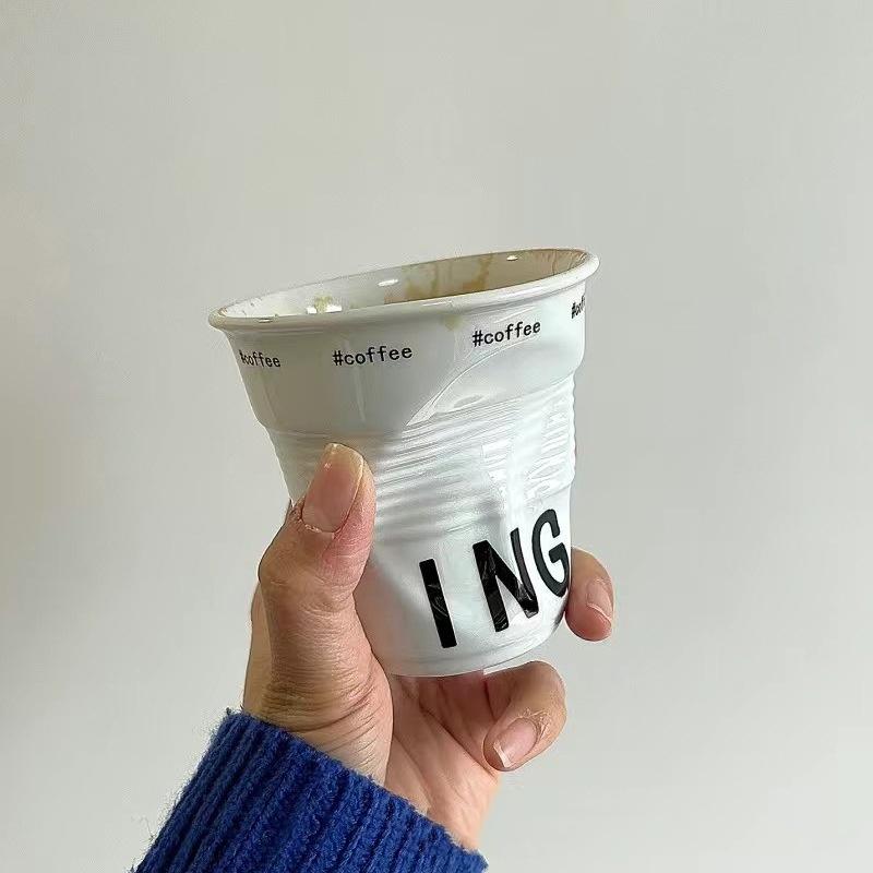 French Pleated Cup Irregular Ceramic