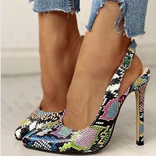 Women's Ultra-high Heel Snakeskin Hollow Sandals