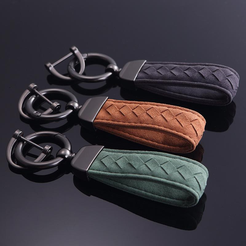 Suede Car Key Ring Hardware Woven Anti-drop Creative Pendant Metal