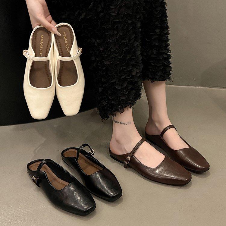 Womens Retro Flat-Bottomed Ballet Pumps