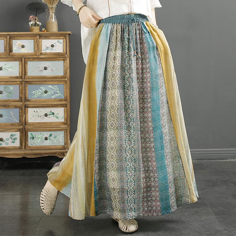 Summer A-line Long Skirt With An Elastic Waist
