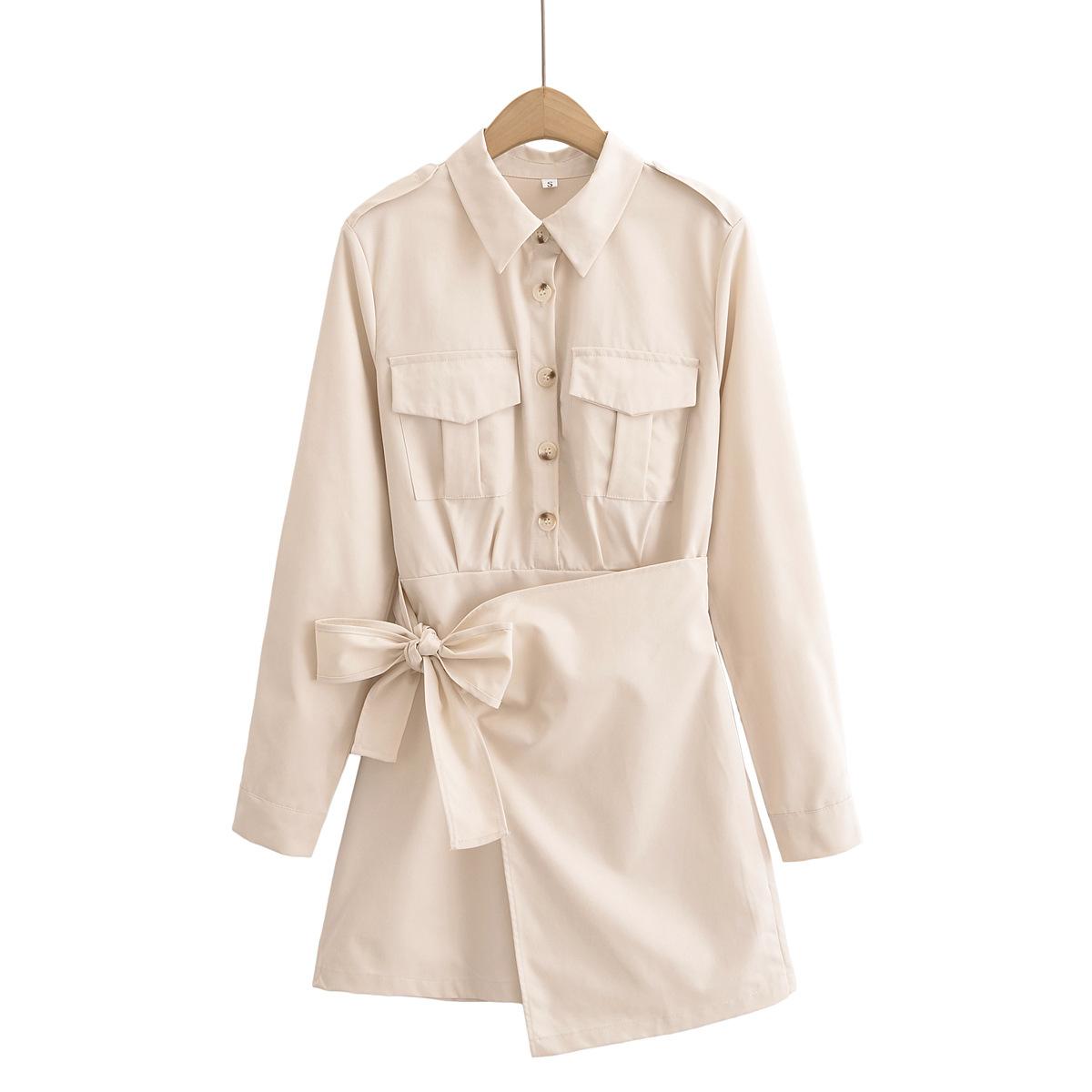 Commute Style Bowknot Decoration Long Sleeve Dress