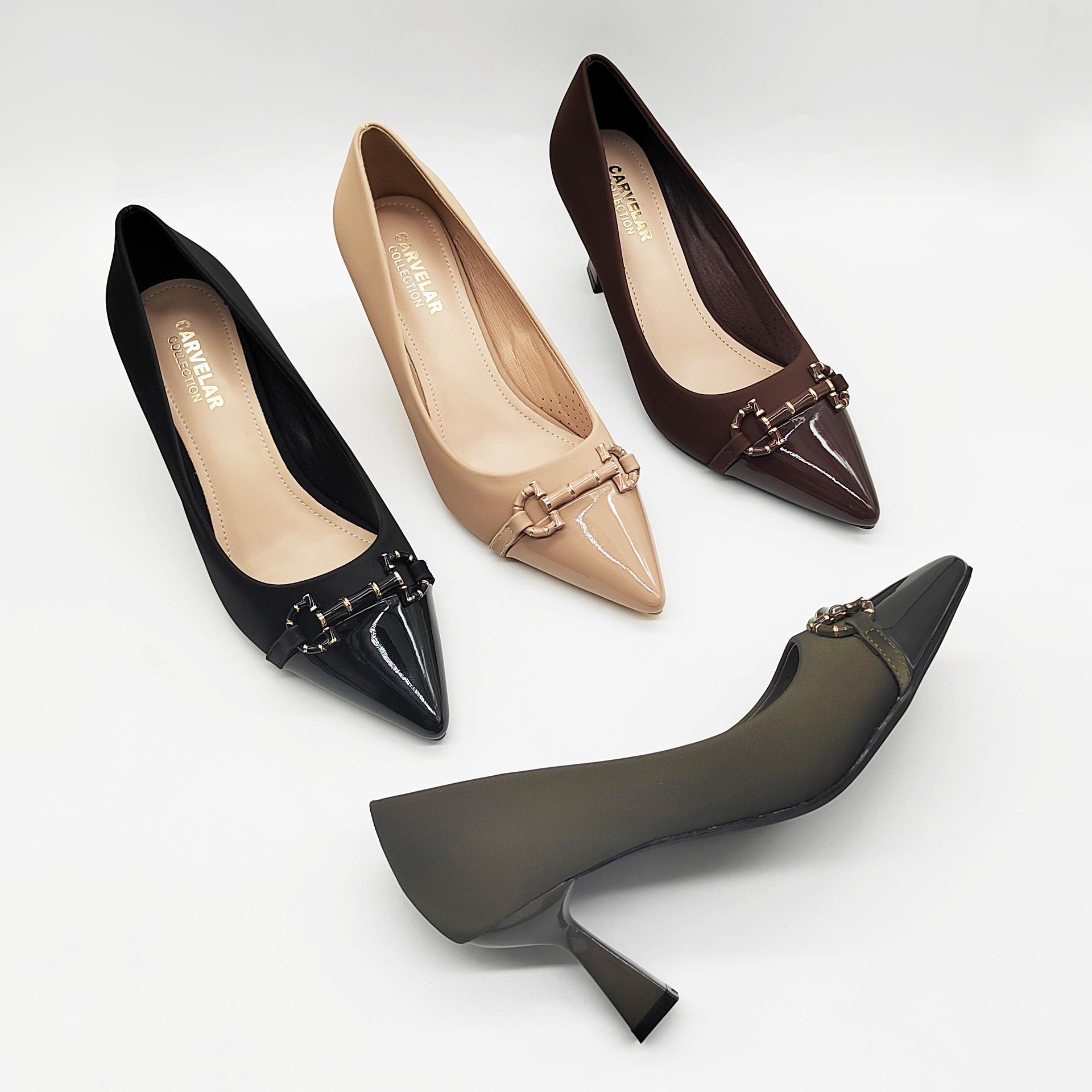 French-style Womens Exquisite Leather Belt-buckle Peep-toe Stiletto Pumps