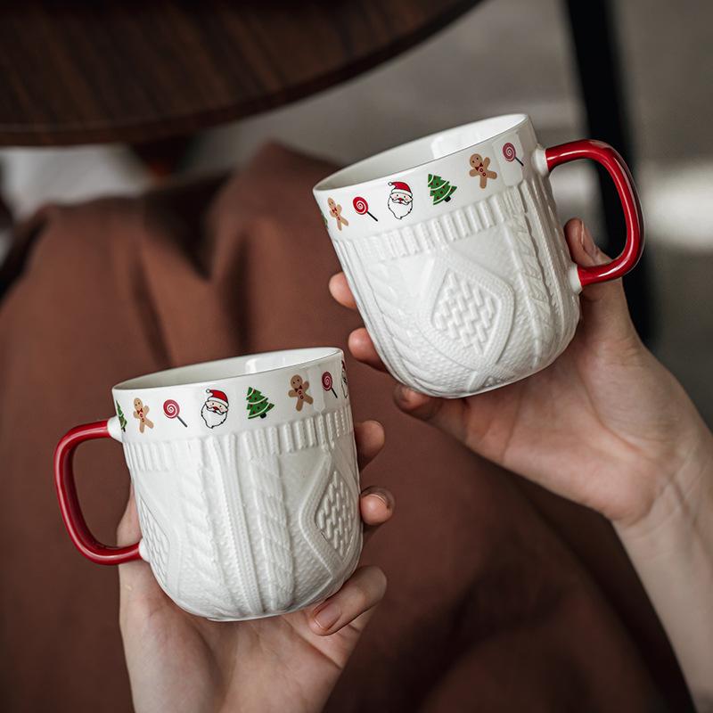 Couple Cups High Appearance Relief Cup Ceramic Mug