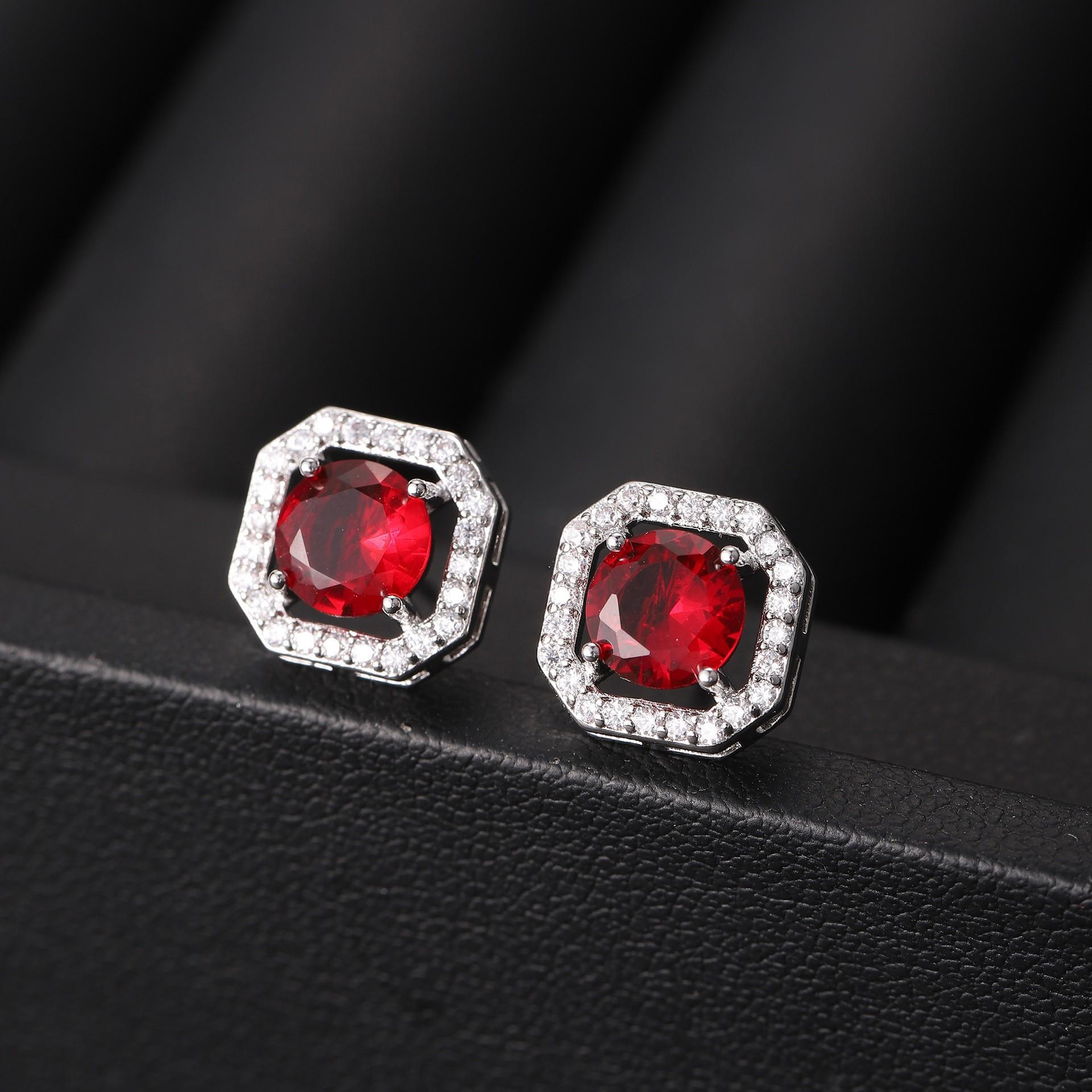 European And American Fashionable Light-Luxury Cubic Zirconia Square Stud Earrings For Women
