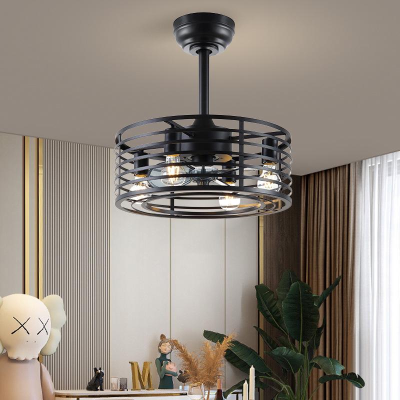 Retro Ceiling Fan Lights Industrial Style Iron Dining Roomliving Room Chandelier
