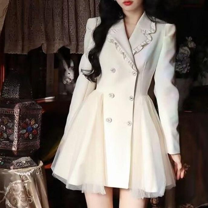 Mesh Stitching Dress Advanced Suit