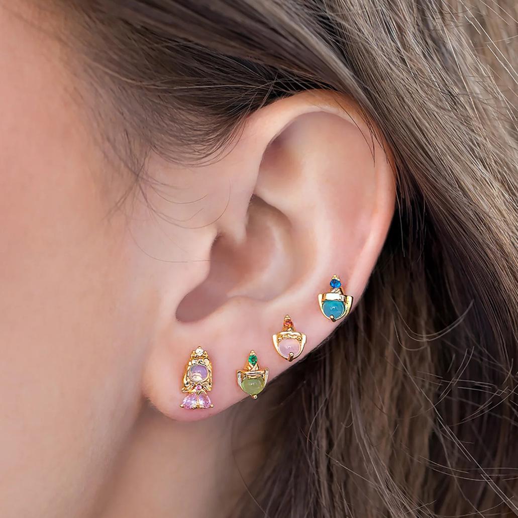 925 Silver Needle Girlish Style Ear Studs Versatile Multi-color