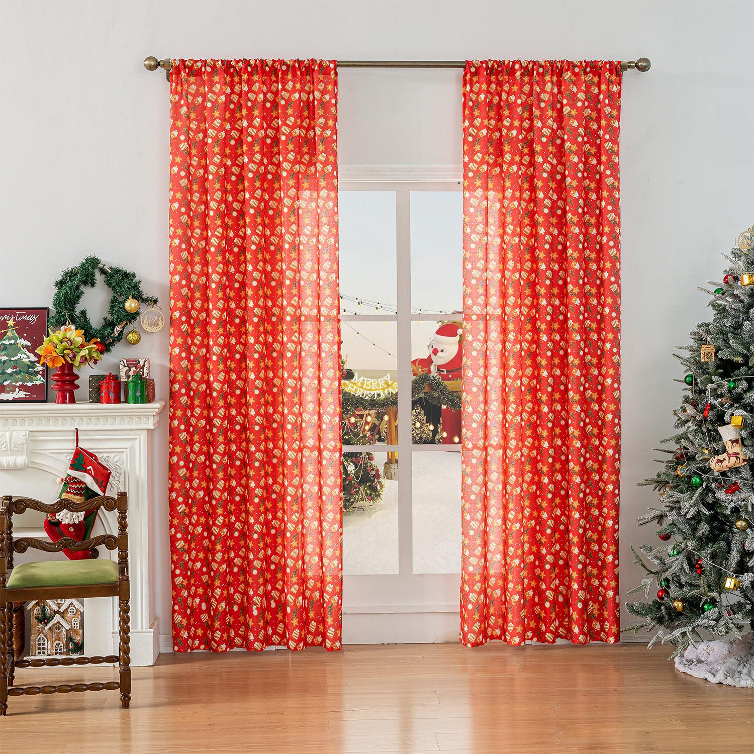 Christmas Snowman Angel Print Curtain Living Room