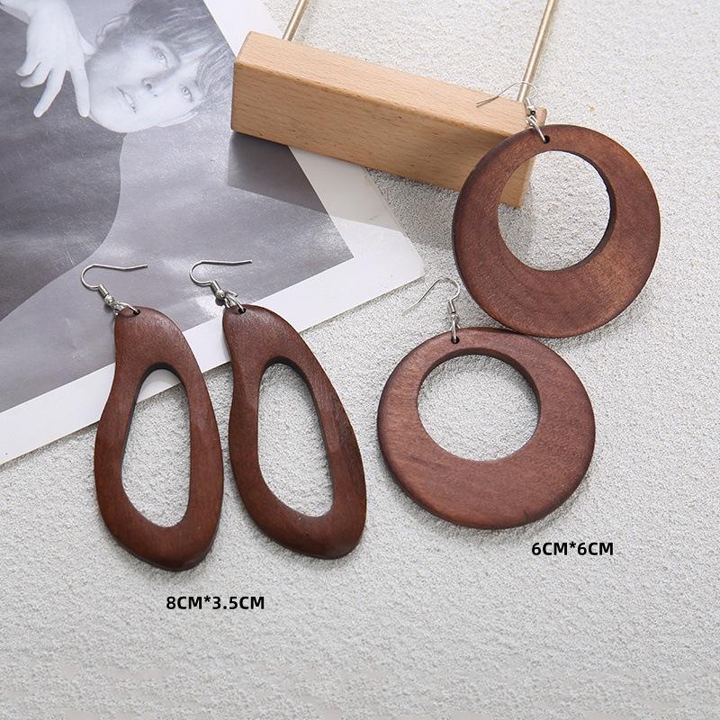 Wooden Bohemian Vintage Geometric Wood Earrings