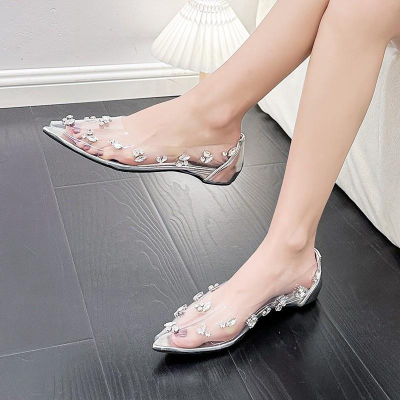 Beautiful Shallow Mouth Transparent Rhinestone Pumps