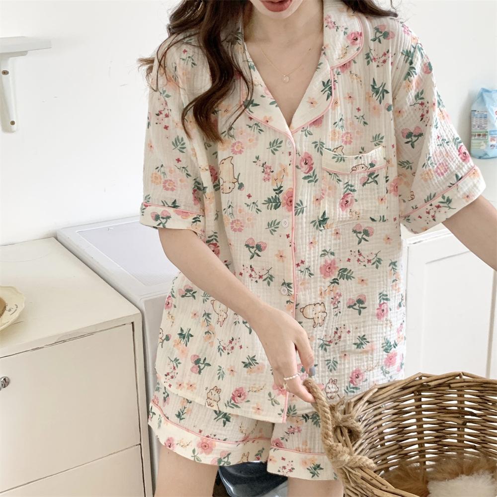 Summer Cute Garden Rabbit Cartoon Sweet Homewear Suit