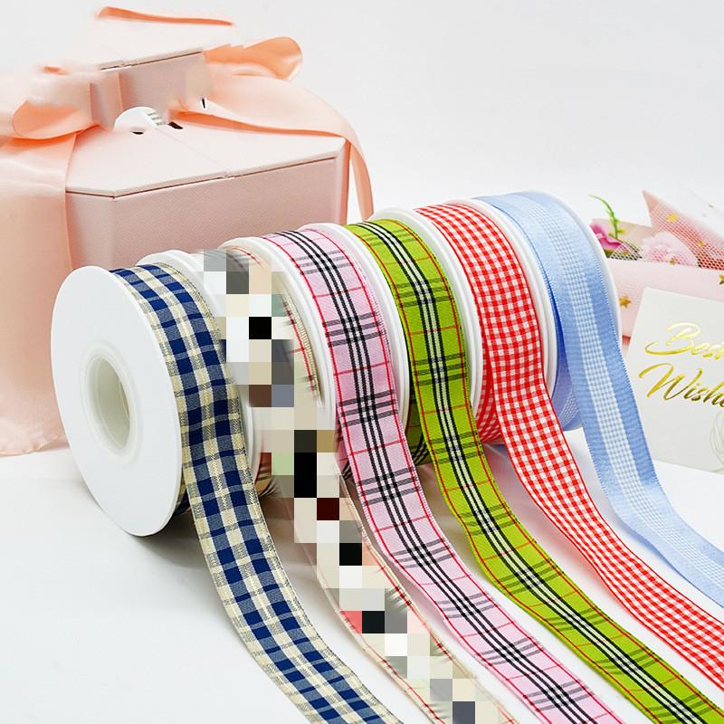 Solid Color Scottish Plaid Ribbon Hand-made DIY Clothing Ornament Bouquet Gift Packaging