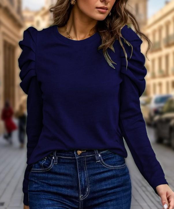 Women's Pure Color Casual Versatile Long-sleeved Top