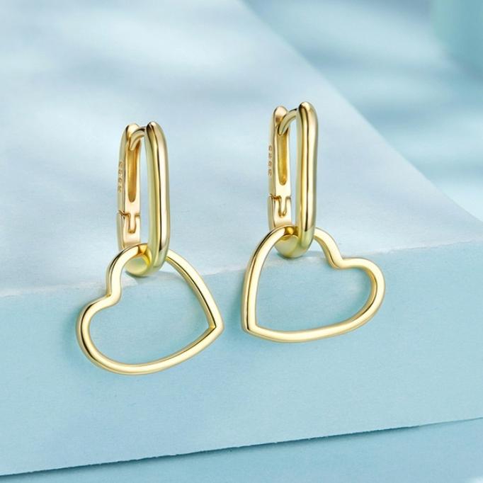 Hollow Love Pendant U-shaped Earrings