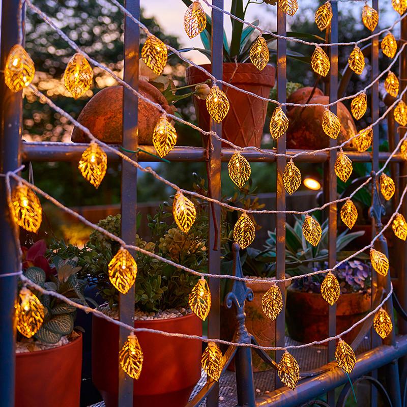 LED Hollow Leaf Gold-plated Color Girl Heart Room Bedroom Decoration String Lights