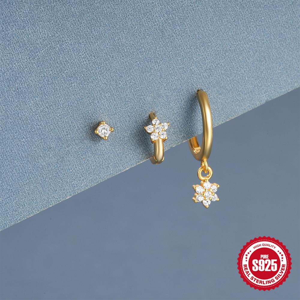 Stylish S925 Sterling Silver Candy-themed Three-piece Set With Colorful Zircon Stars