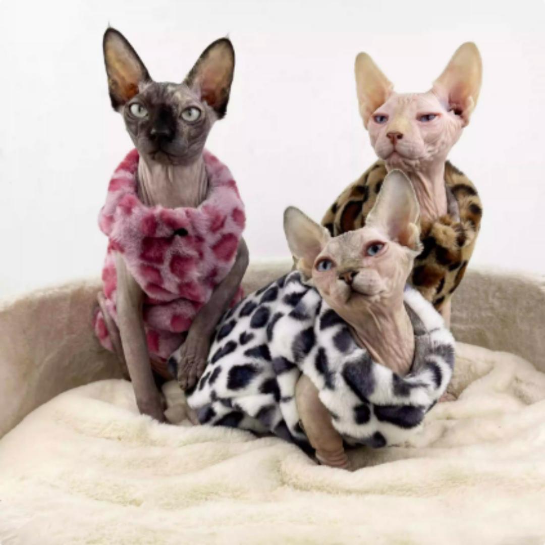 Leopard Print Faux Mink Coat With Thick Cotton Lining And Cat-print Vest