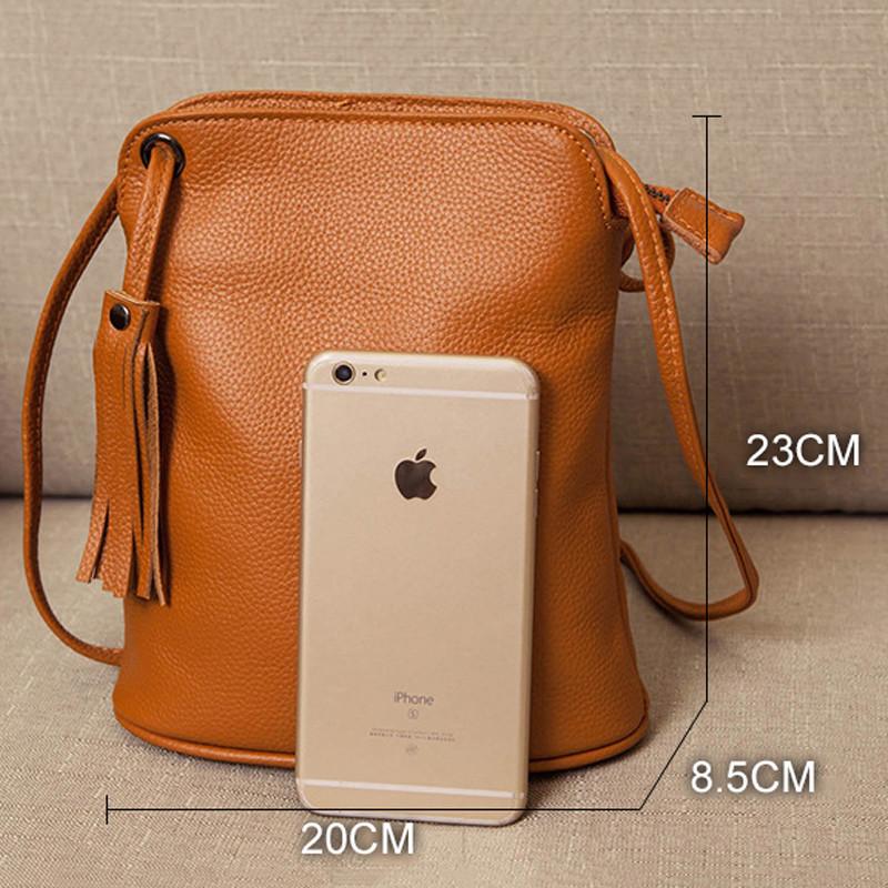 Head Layer Cowhide Mobile Phone Bag Female Leather Mini Shoulder Bag