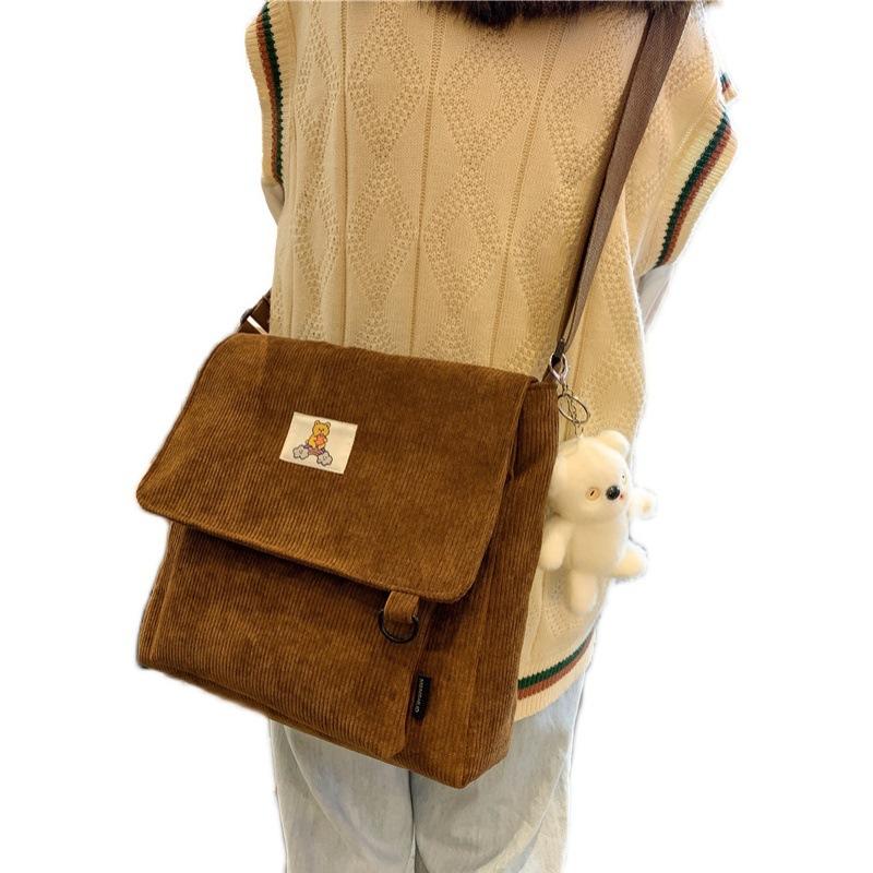 Korea Ins Literary Messenger Bag Retro Corduroy One-shoulder