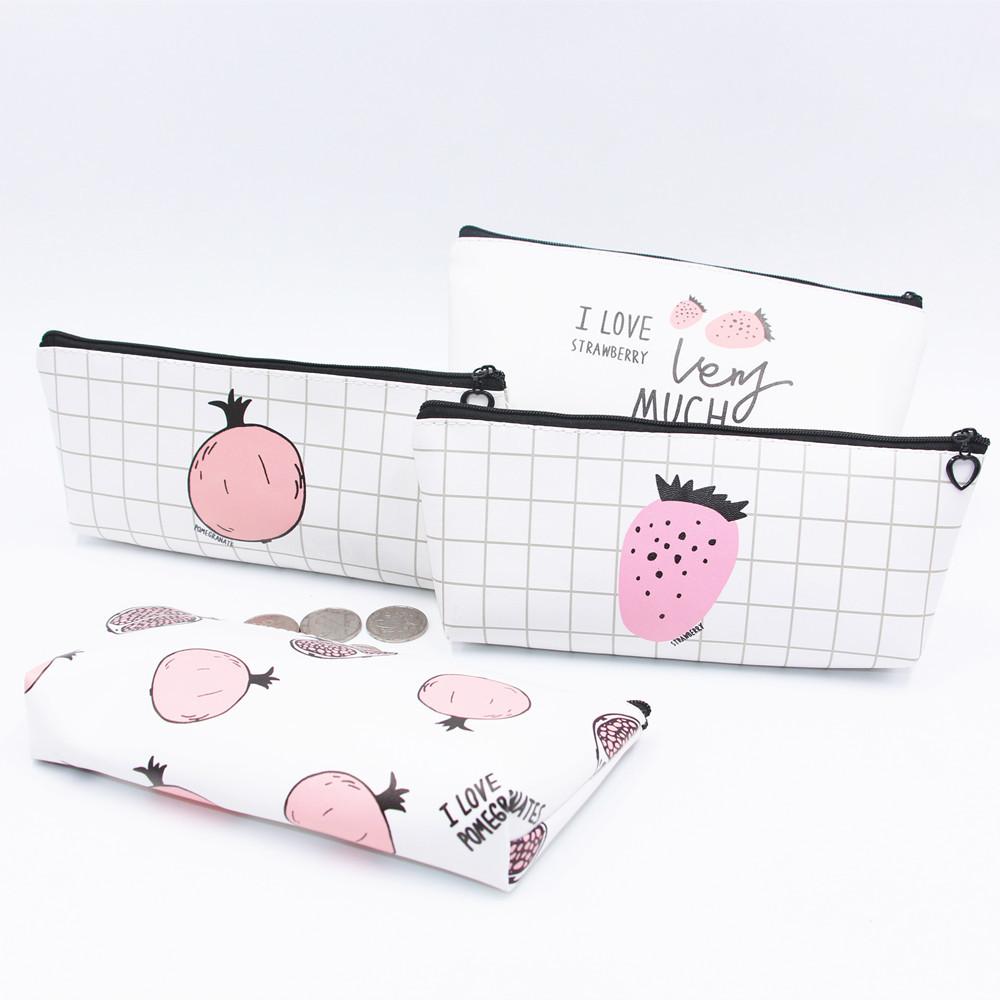 Creative PU Zipper Pencil Case Stationery Bag Stationery Box