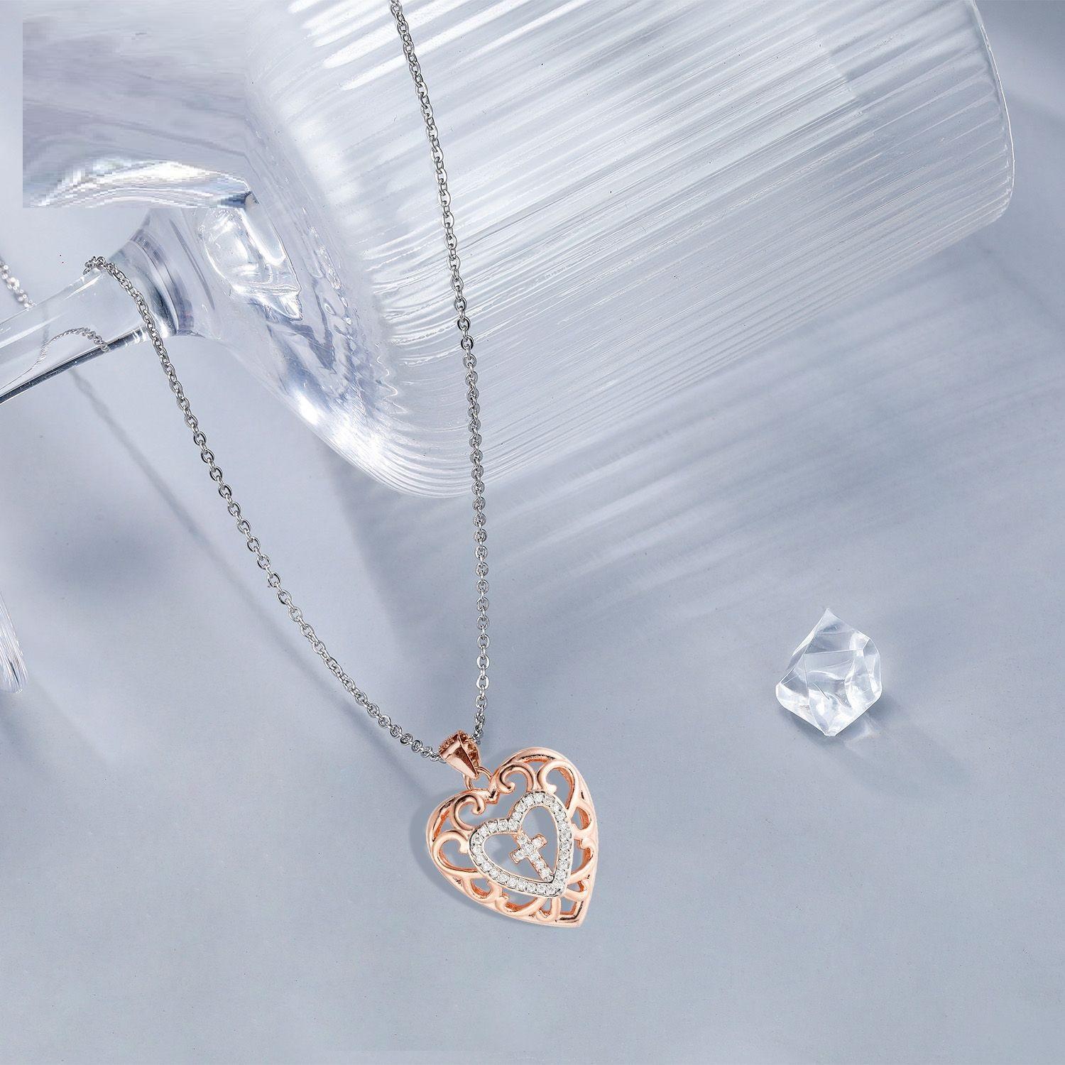 European And American Heart-shaped Cross Pendant Fashion Retro Necklace