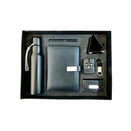 Black Stainless Steel Bottle with Notebook & Phone Stand