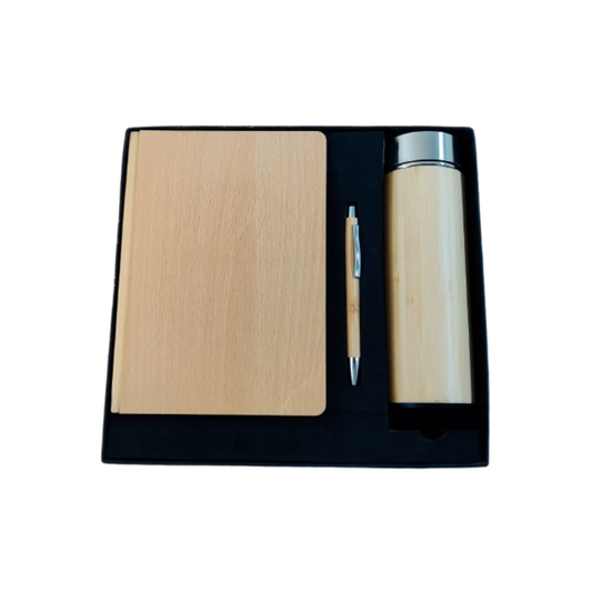 Wooden Theme Notebook & Thermal Bottle Set