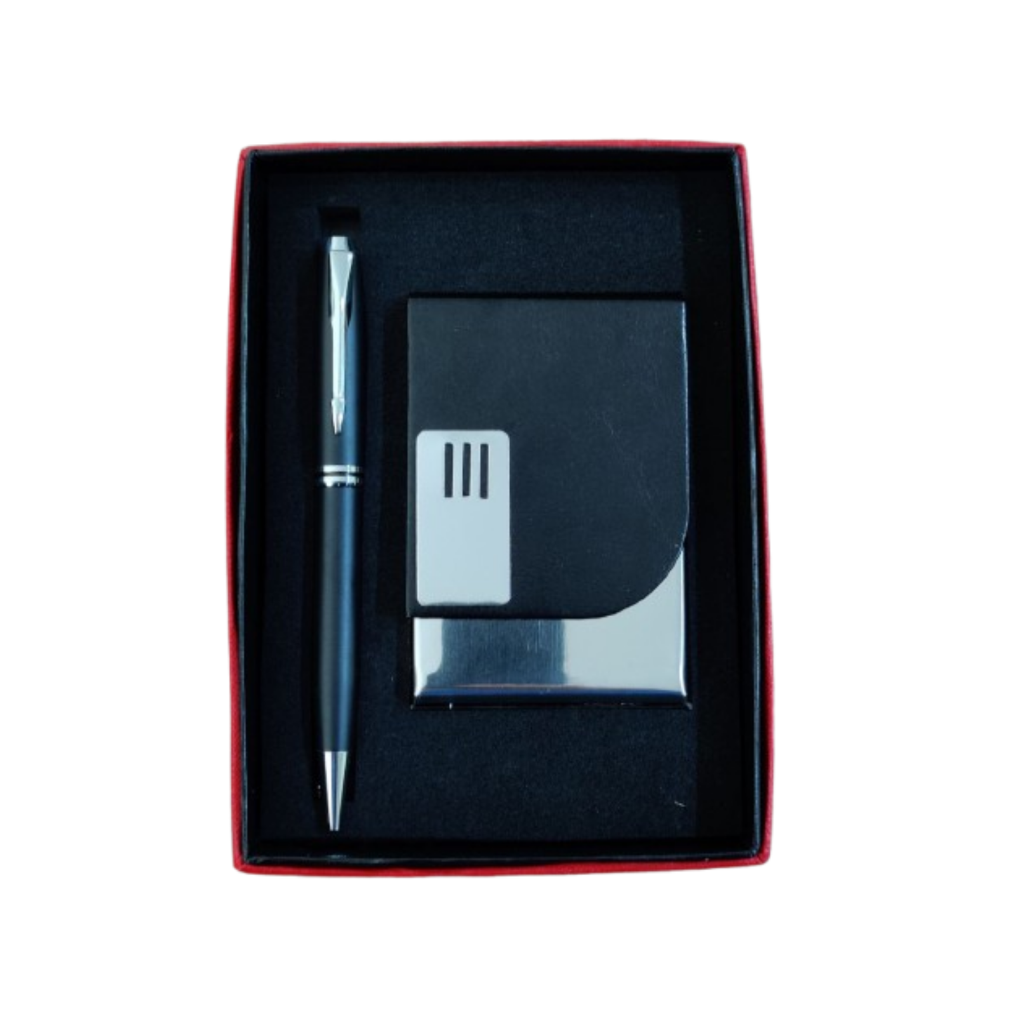 Sleek Black & Silver Cardholder & Wallet Set