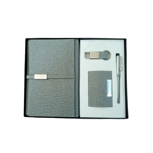 Grey Textured Notebook with Magnetic Flap & Keychain