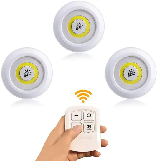 Wireless LED Puck Light 3 Pack with Remote Control Under Cabinet Lighting COB Closet Tap Night Lights Battery Powered