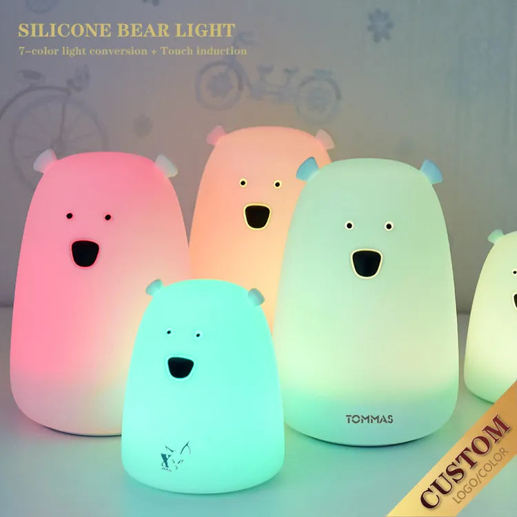 OEM logo customized wholesale price silicone led night light Cartoon Baby Nursery Lamp Breathing touch/silicone night light