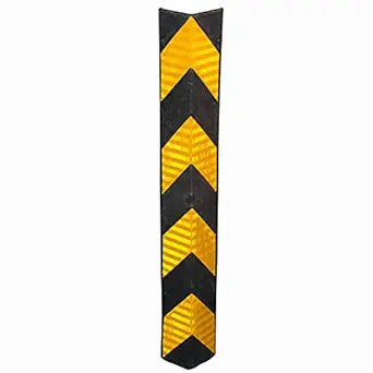 Rubber Corner L Shaped High Visibility Parking Safety Pillar Guard with Yellow Reflective Tapes