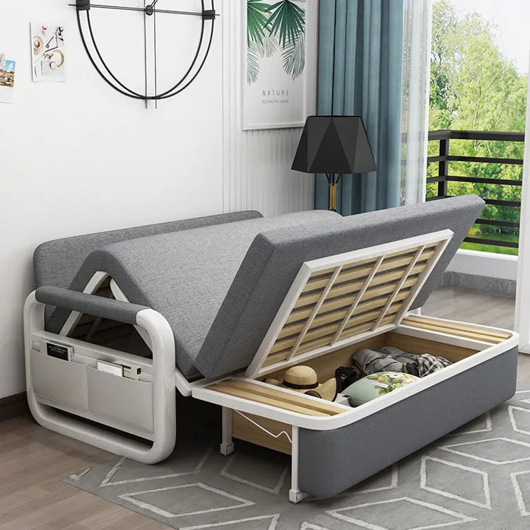 Portable Folding Sofa Bed Solid Wood Frame Convertible Sofa Three Seat Sofa Cum Bed Living Room Furniture Couch