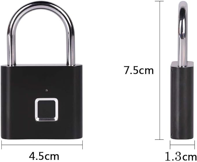 Stainless Steel Anti-Theft Fingerprint Lock | Keyless USB Charging Fingerprint Lock with USB Cable