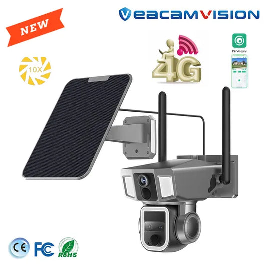 4K 4G Wireless WiFi Solar PTZ Dual Lens Outdoor Surveillance Video Digital Security Hikvision Drone Mini Spy Hidden IP Night Vision Wholesale Small CCTV Camera