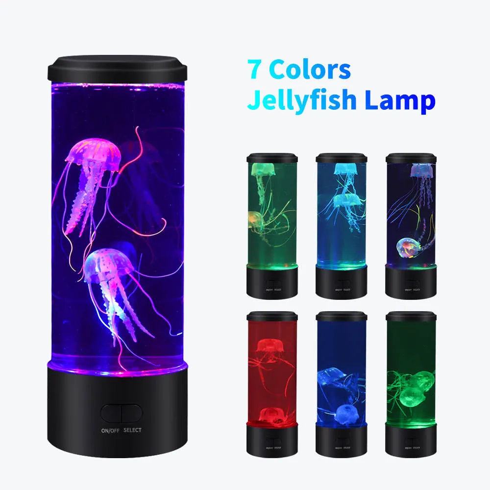 LED Rocket Table Jellyfish Lava Lamp Night Aquarium Lava Lamps Decorative Lights LED Fantasy Lighting Atmosphere Electric Night