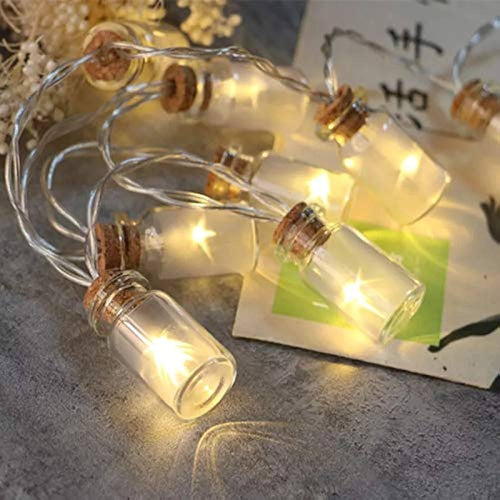 LED String Fairy Starry Light with Transparent Glass Wishing Bottle