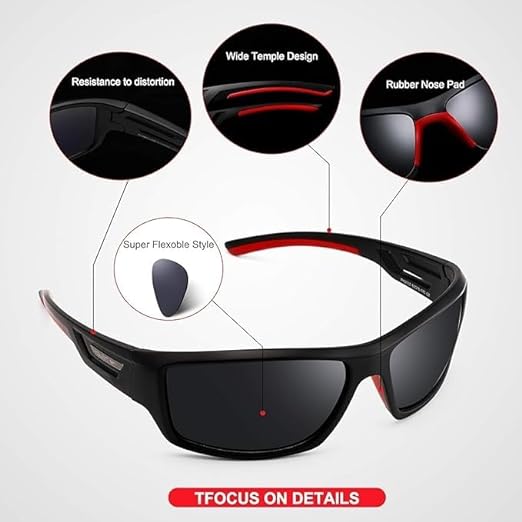 Polarized Sports Sunglasses for Men Women Driving Sunglasses Cycling Running Fishing Goggles Unbreakable Frame