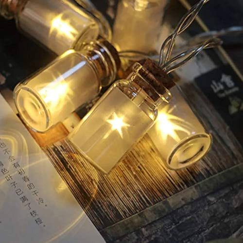 LED String Fairy Starry Light with Transparent Glass Wishing Bottle