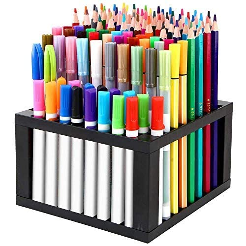 SPACE 96 Holes Pencil & Brush Holder - Tabletop Plastic Study Desk Organizer Stand