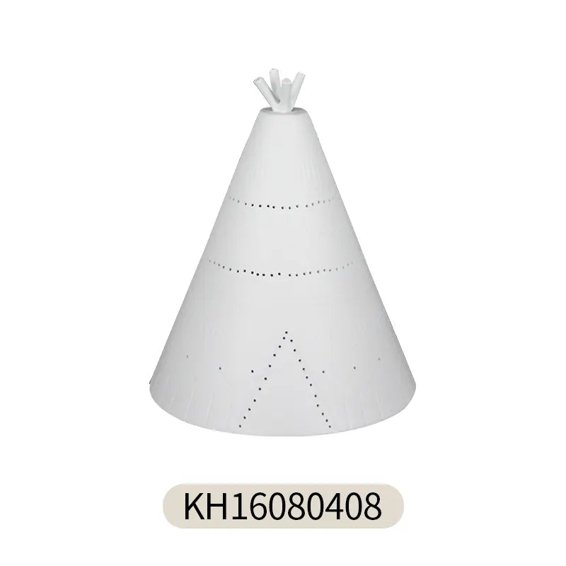 Wholesale Bulk Home Decoration Desk Light Craft Cheap Price Small Table Lamps Porcelain Tent Shape Led Night Lamp