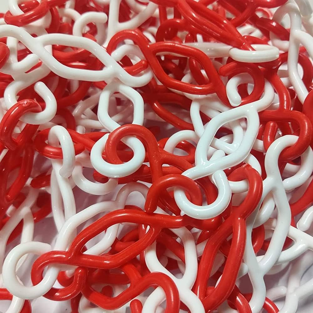 Plastic Red & White S Hook Type Safety Barrier Cone Chain, LPVC