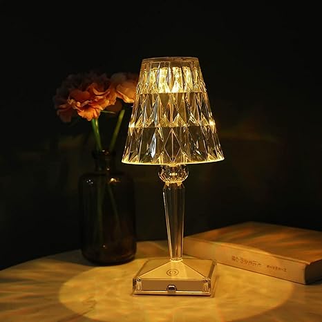 Rechargeable 3-color dimmable LED crystal desk lamp romantic indoor night light