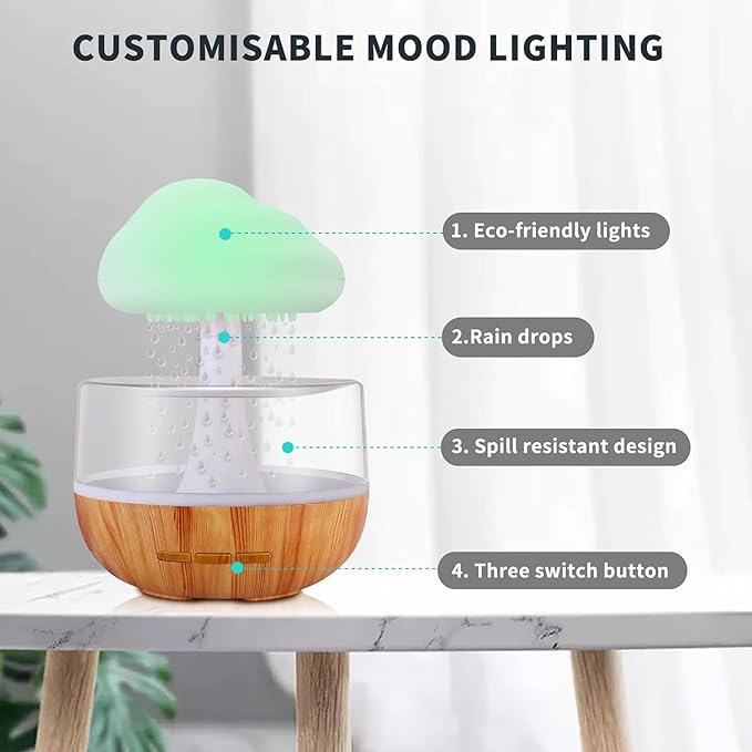 Snuggling Cloud Rain Diffuser, Snuggle Cloud, Raindrop Humidifier